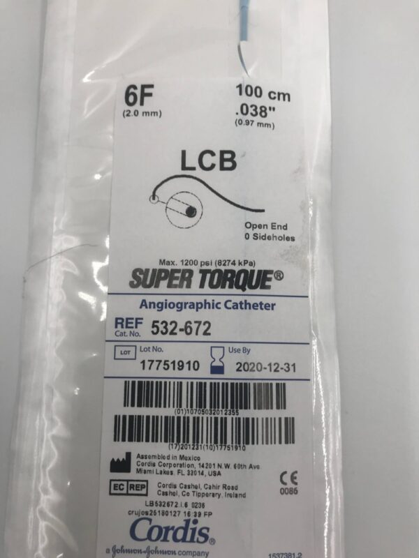 Cordis 532-672 LCB Super Torque Angiographic Catheter 6F (X)