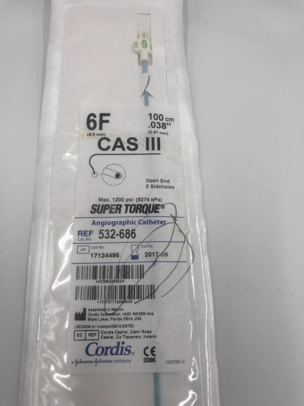 Cordis 532-686 CAS III Super Torque Angiographic Catheter 6F (X)