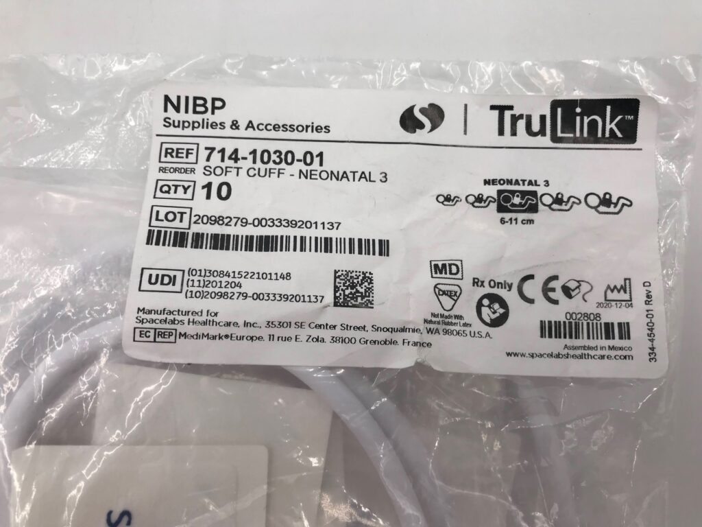SpaceLab 714-1030-01 TruLink NIBP Soft Cuff-Neonatal 3 (10/Pkg