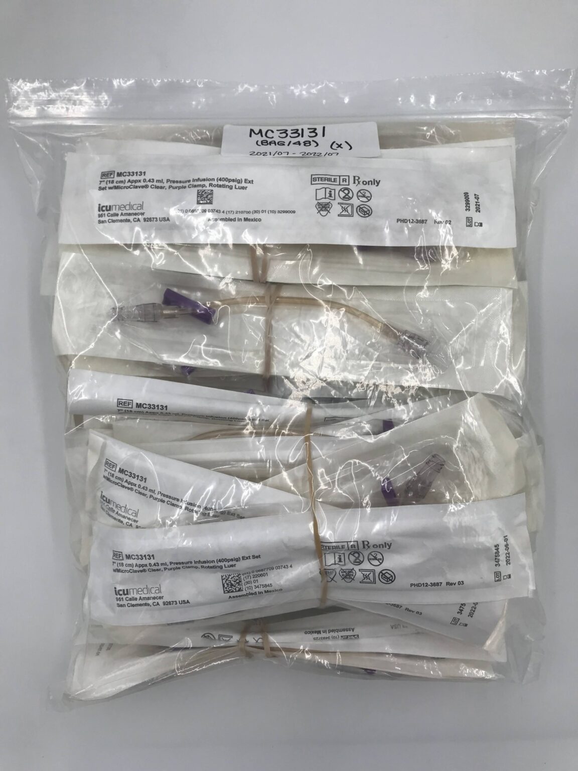 ICU MEDICAL MC33131 Pressure Infusion (400psig) Ext Set w