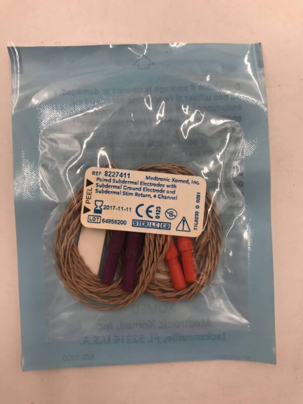 Medtronic 8227411 Paired Subdermal Electrodes / Subdermal Ground Electrode / Subdermal Stim Return, 4 Channel (Purple/Red) (X)