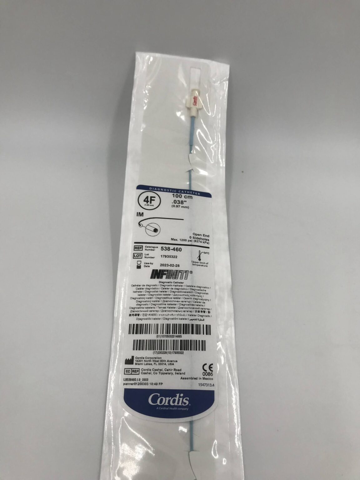 CORDIS 538-460 Infiniti Diagnostic Catheter IM 4F 100cm - GB TECH USA