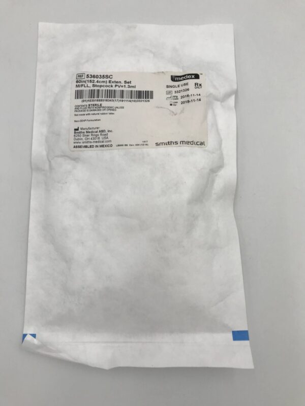 Smiths Medical 536035SC 60in (152.4cm) Exten. Set M/FLL, Stopcock PV=1.3ml (X)