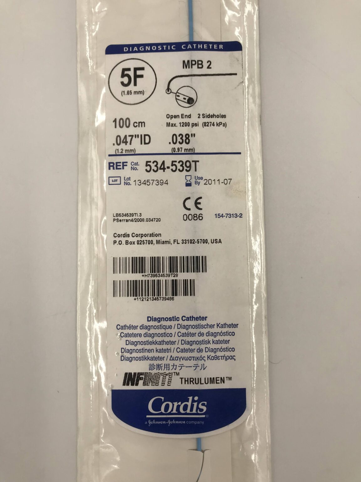 CORDIS 534-539T Infiniti Diagnostic Catheter MPB2 5F (X) - GB TECH USA