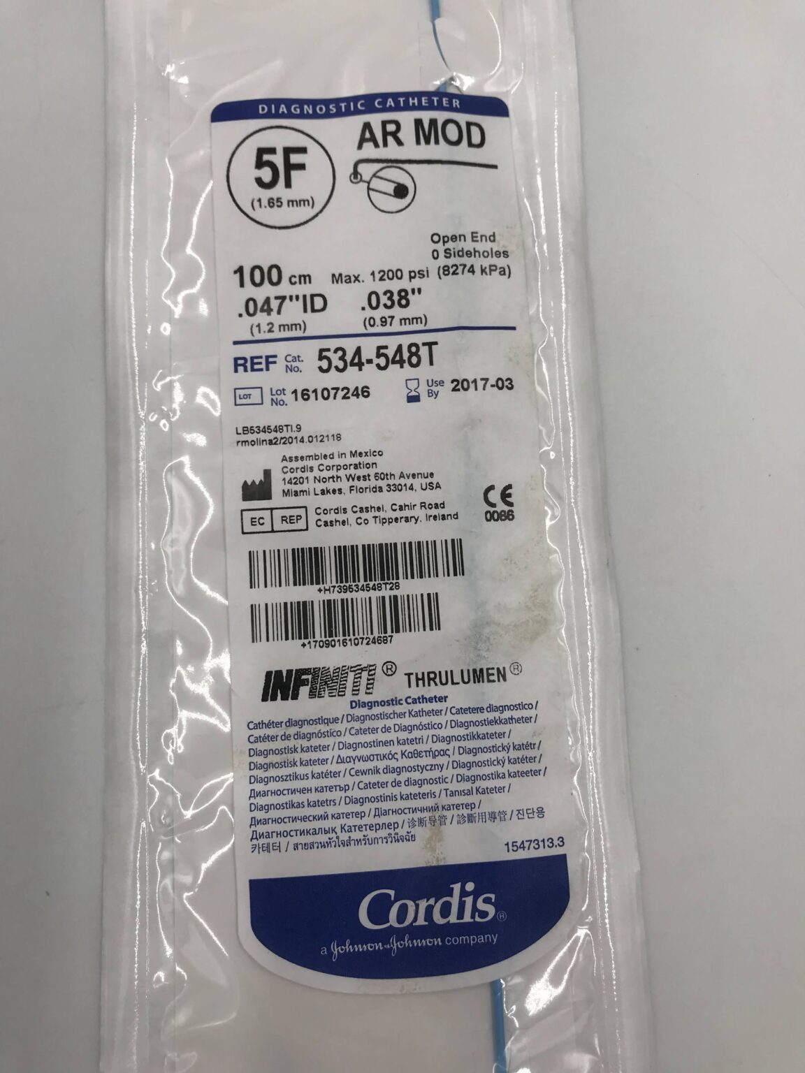 CORDIS 534-548T Infiniti Diagnostic Catheter AR MOD 5F (X) - GB