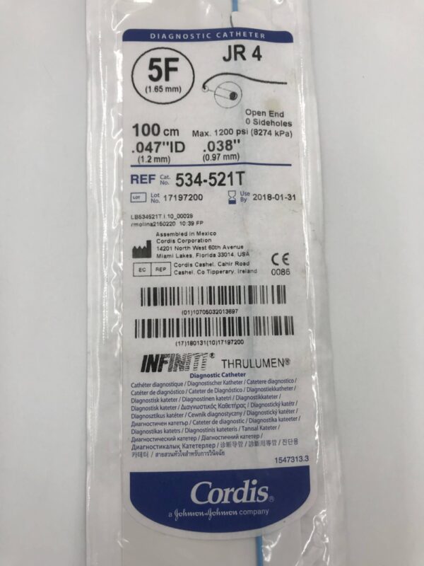 CORDIS 534-521T Infiniti Diagnostic Catheter JR4 5F (X)