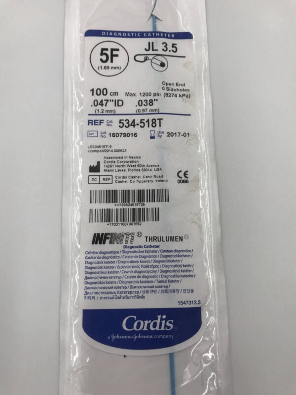 CORDIS 534-518T Infiniti Diagnostic Catheter JL 3.5 5F 100cm (X)