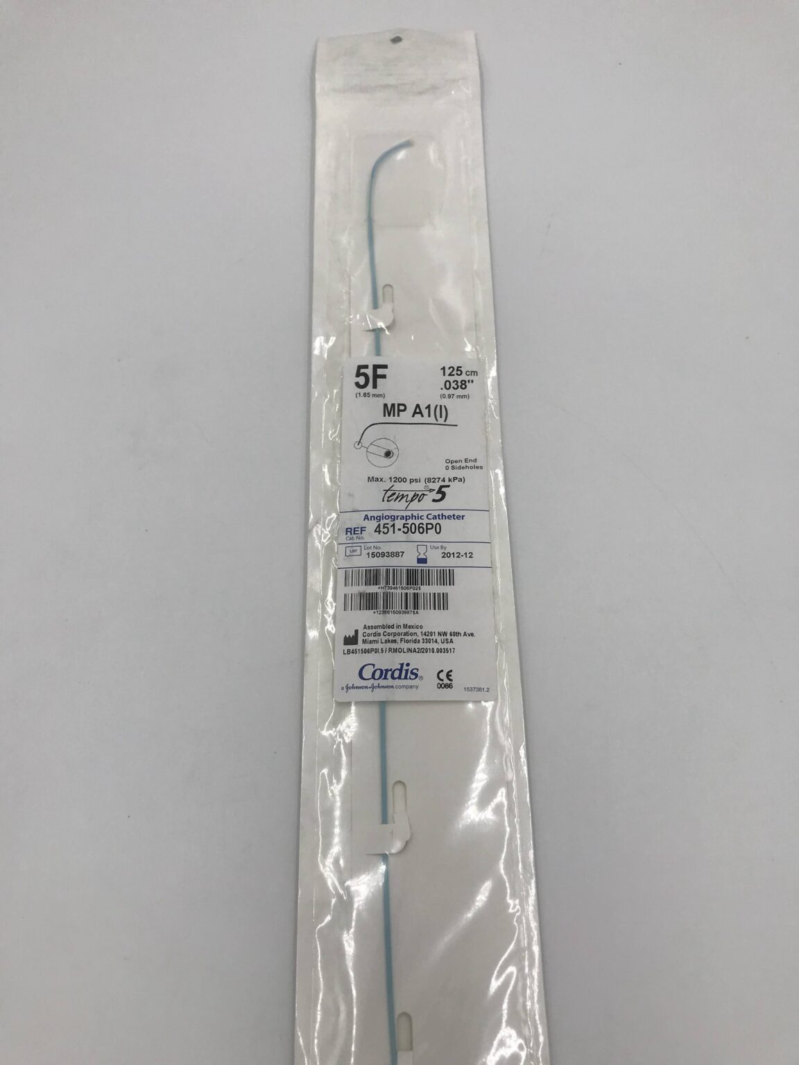 CORDIS 451-506P0 Tempo5 Angiographic Catheter MP A1 (I) 5F (X