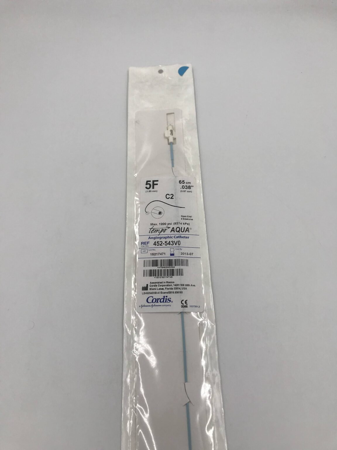 CORDIS 452-543V0 Tempo Aqua Angiographic Catheter C2 5F (X) - GB