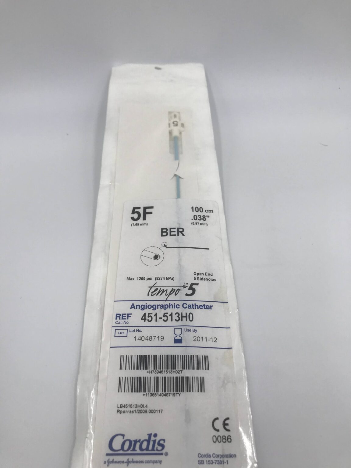 CORDIS 451-513H0 Tempo5 Angiographic Catheter BER 5F (X) - GB TECH USA
