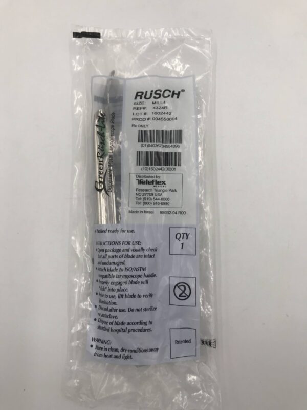 TELEFLEX 4324R Rusch Green Disposable Metal Laryngoscope Blade, MILL4