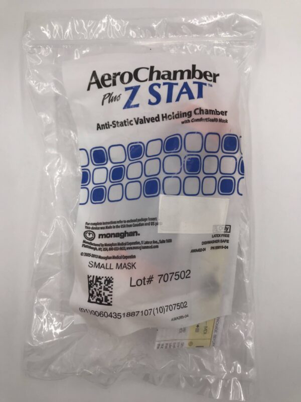 MONAGHAN AWA482-04 AeroChamber Plus Z STAT Anti-Static Valved Holding Chamber w/ComfortSeal Mask