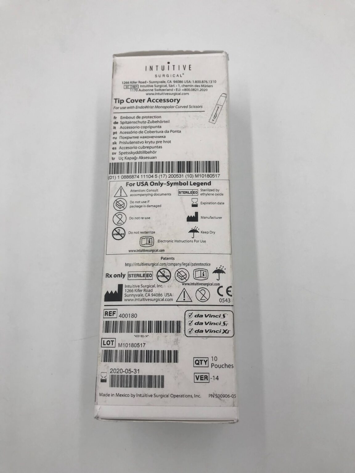 Intuitive Surgical 400180 Tip Cover Accessory (10/Box) (X) - GB