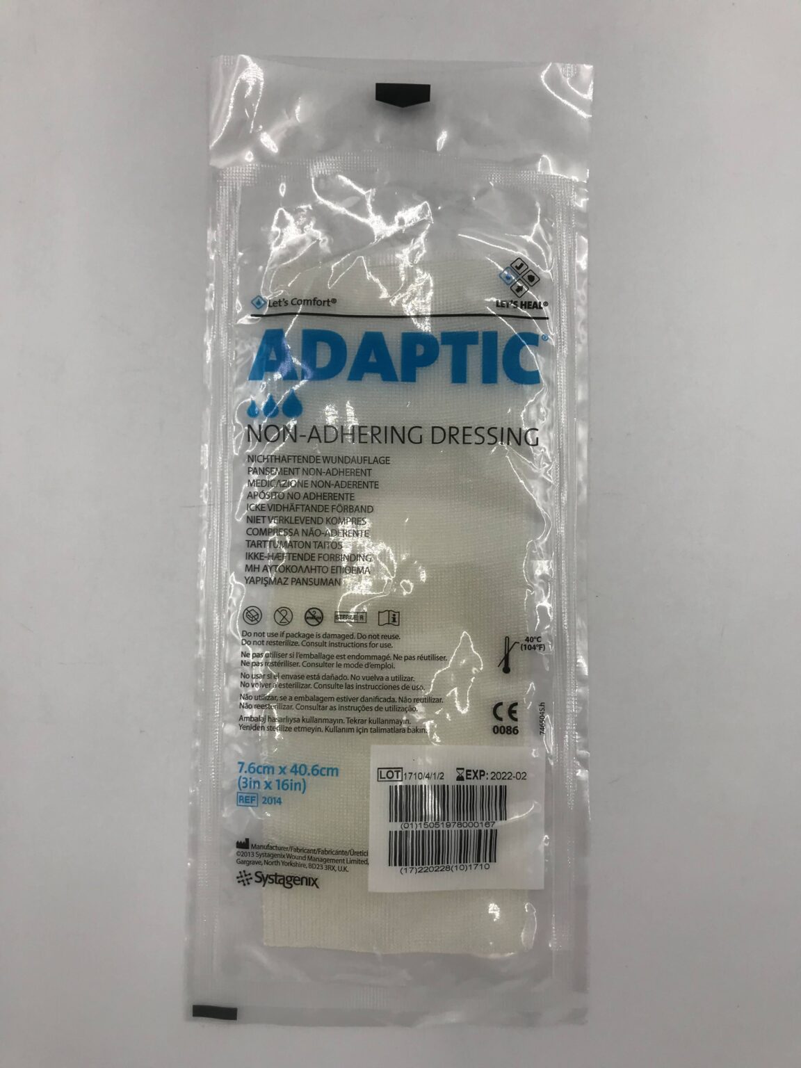 SYSTAGENIX 2014 Adaptic Non-Adhering Dressing 7.6cm x 40.6cm (X) - GB ...