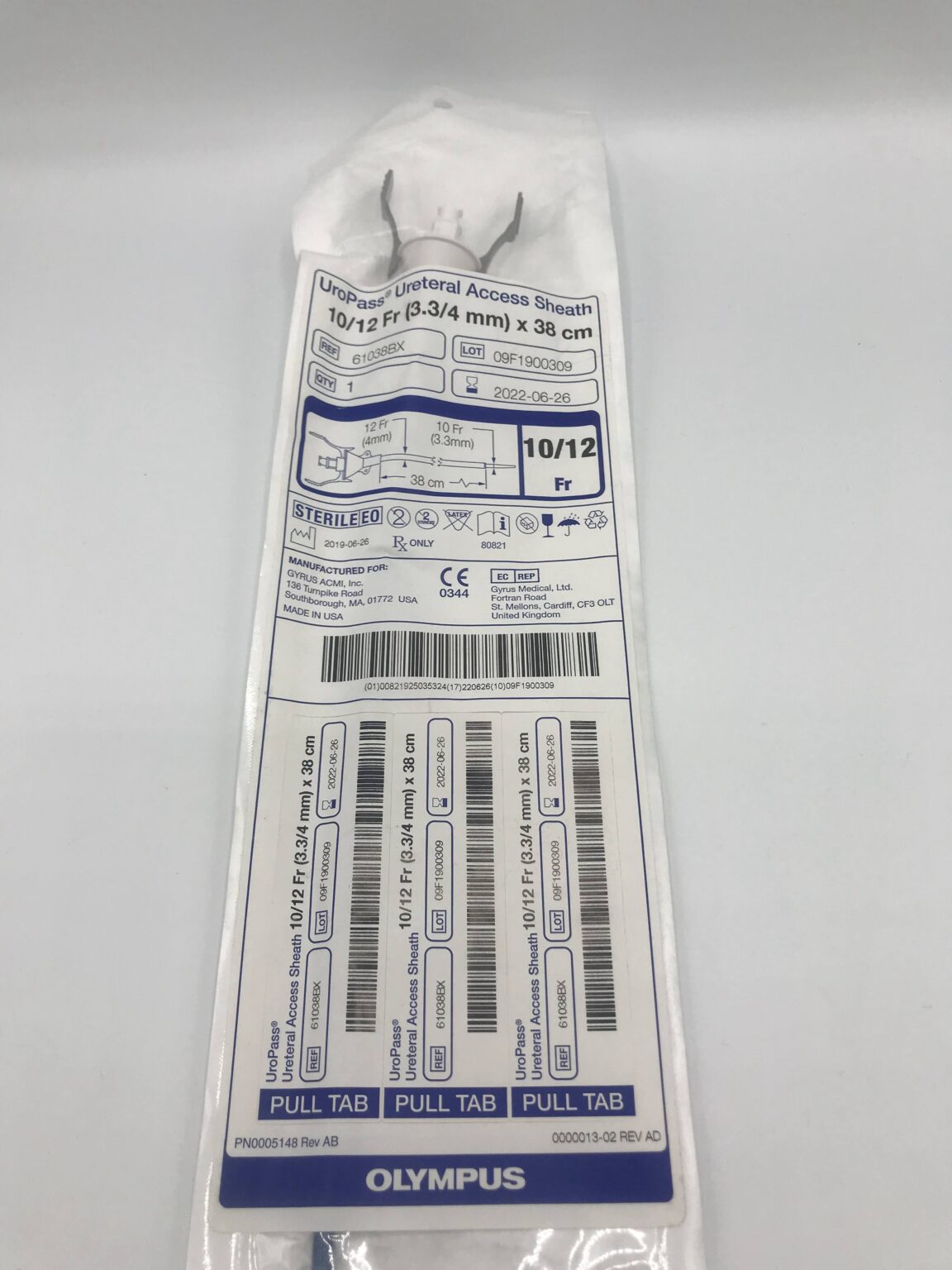Olympus 61038BX UroPass Ureteral Access Sheath 10/12Fr (3.3/4mm) x