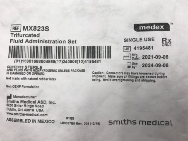 SMITHS MEDICAL MX823S Medex Trifurcated Fluid Administration Set