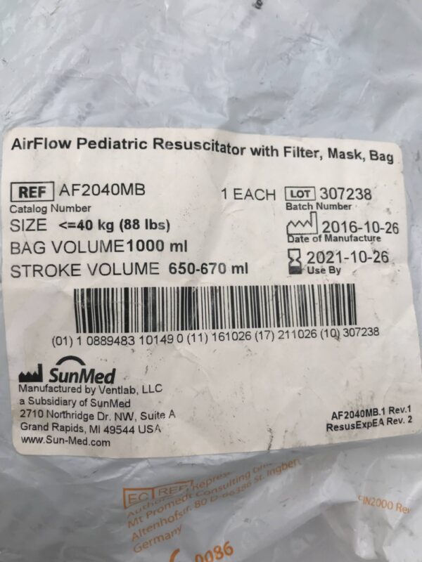 Ventlab AF2040MB SunMed AirFlow Pediatric with Filter, Mask, Bag (X)