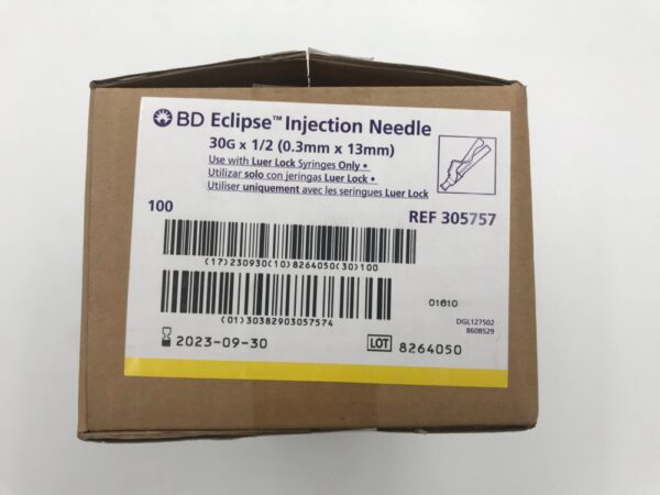 BD 305757 Eclipse Injection Needle 30G x 1/2 (100/Box)