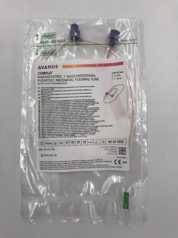 AVANOS 41-1225 Corflo Nasogastric/Nasointestinal Pediatric Neonatal Feeding Tube w/Enfit Connector 5F