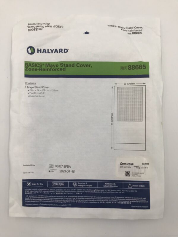 HALYARD 88665 Basics Mayo Stand Cover, Zone-Reinforced 54in x 23in