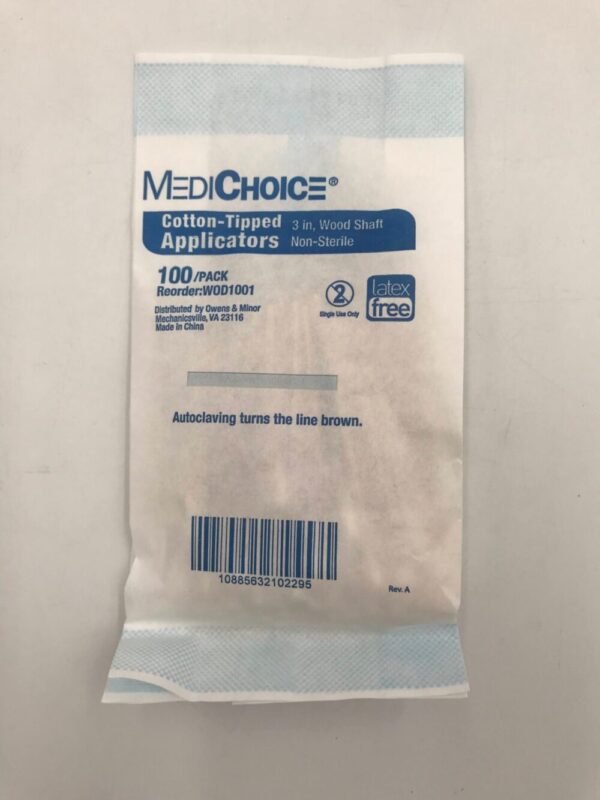 MediChoice WOD1001 Cotton-Tipped Applicators 3" Wood Shaft (1000/Bx)(X)