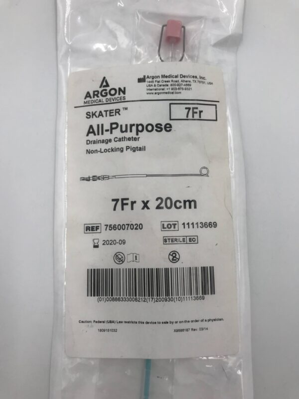 ARGON MEDICAL 756007020 Skater All-Purpose Drainage Catheter Non-Locking Pigtail 7Fx20cm (X)