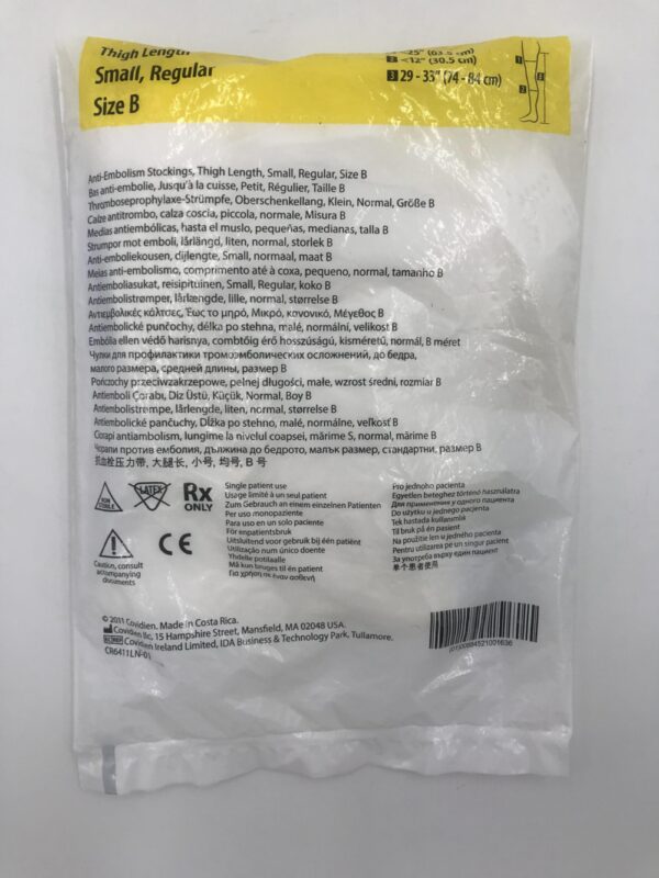 COVIDIEN 3130LF T.E.D. Anti-Embolism Stockings Thigh Length, Small-Reg Size B (X)