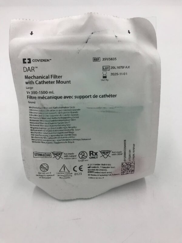 COVIDIEN 351/5835 DAR Mechanical Filter w/Catheter Mount, Lg. VT300-1500mL