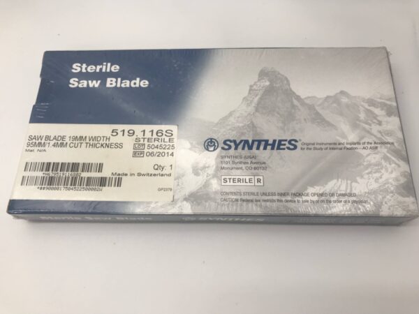 SYNTHES 519.116S Saw Blade 19mm Width, 95mm/1.4mm Cut Thickness (X)