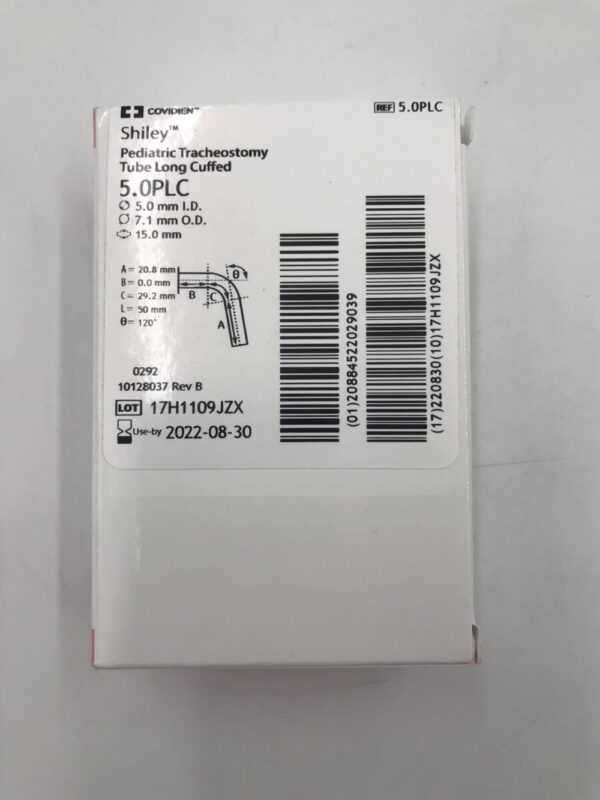 COVIDIEN 5.0PLC Shiley Pediatric Tracheostomy Tube Long Cuffed 5.0mm (X)