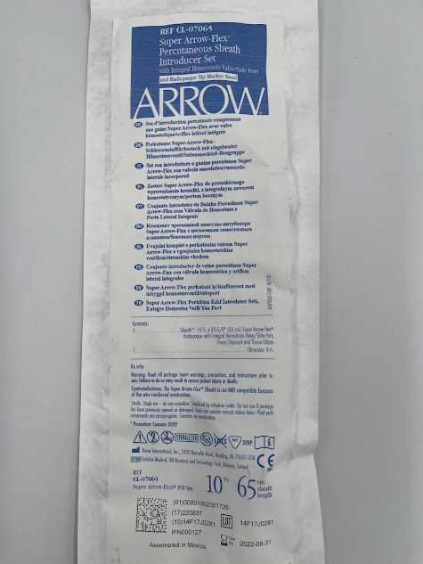 ARROW CL-07065 Super Arrow-Flex Percutaneous Sheath Introducer Set 10Fr x 65cm (X)