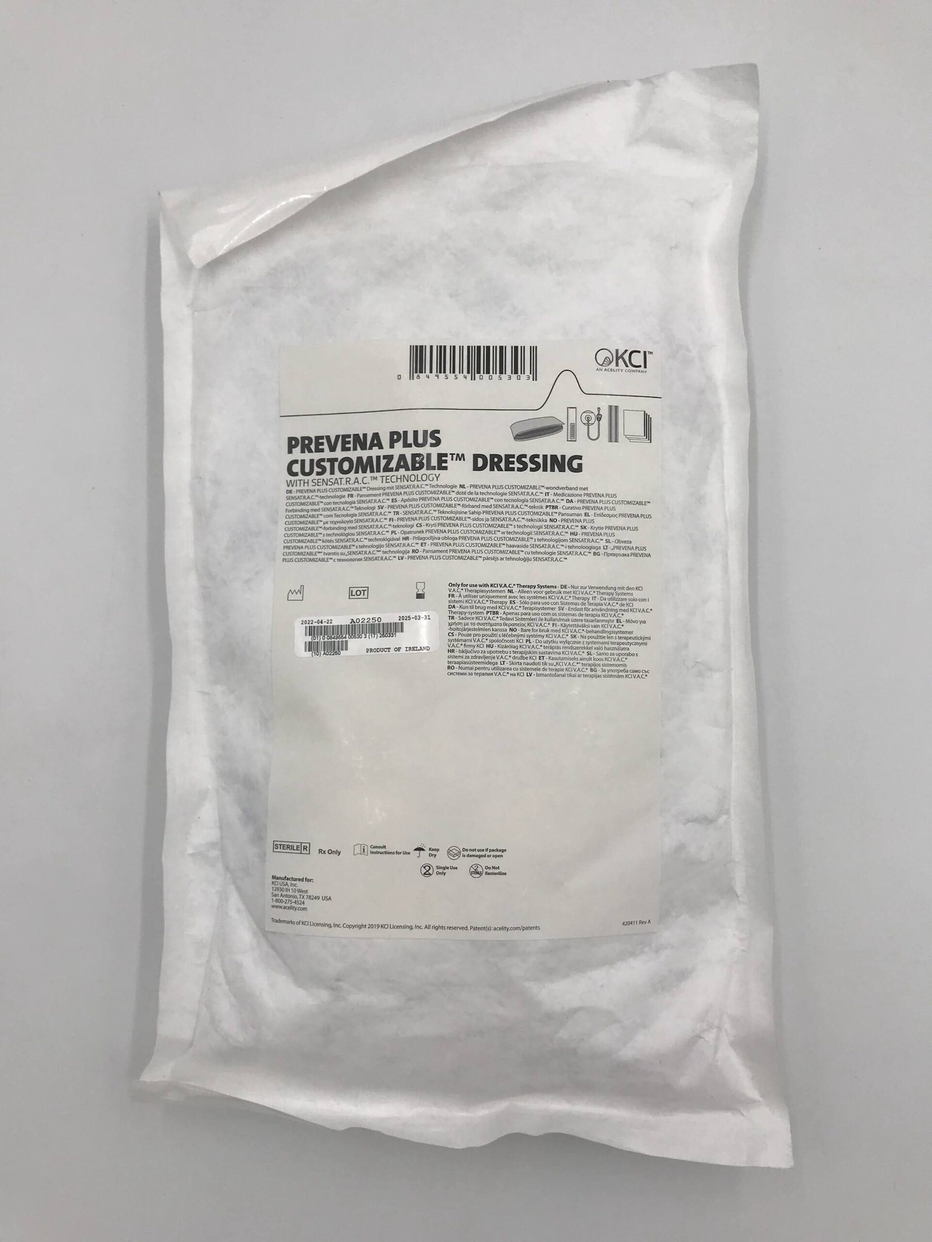KCI 390186 Prevena Customizable Dressing (X)