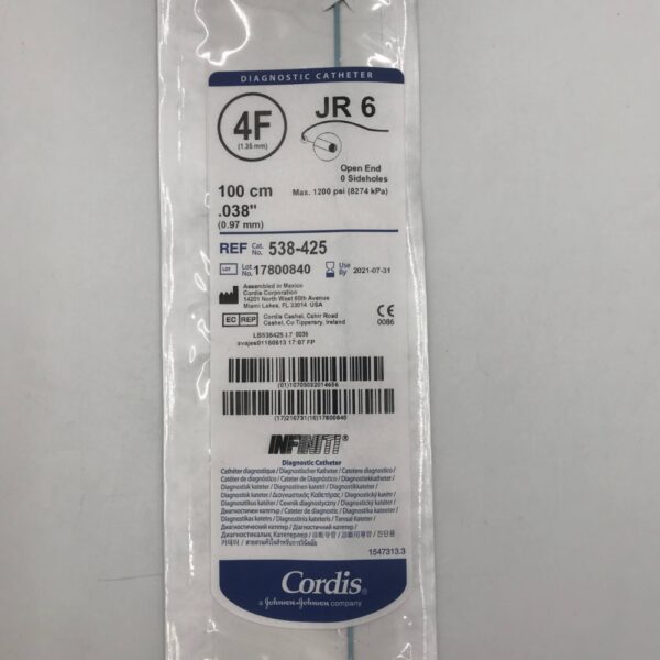 CORDIS 538-425 Infiniti Diagnostic Catheter JR6, 4F (X)