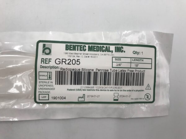 BENTEC MEDICAL GR205 Radiopaque Silicone Penrose Tube 3/4in x 18in