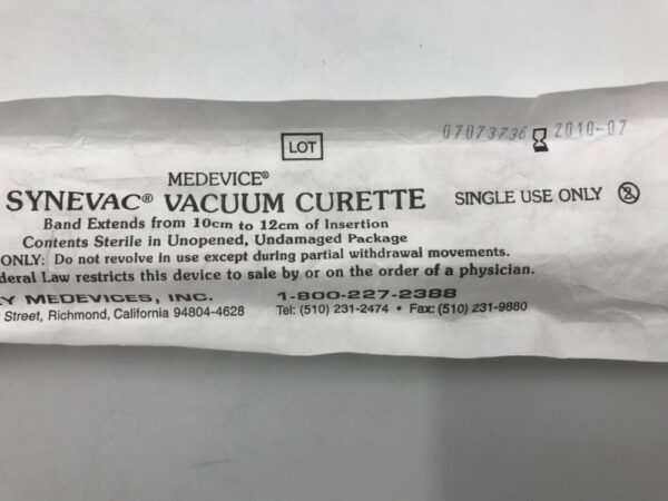 Berkeley Medevices 612 Synevac Vacuum Curette 9mm Curved Rigid (X)