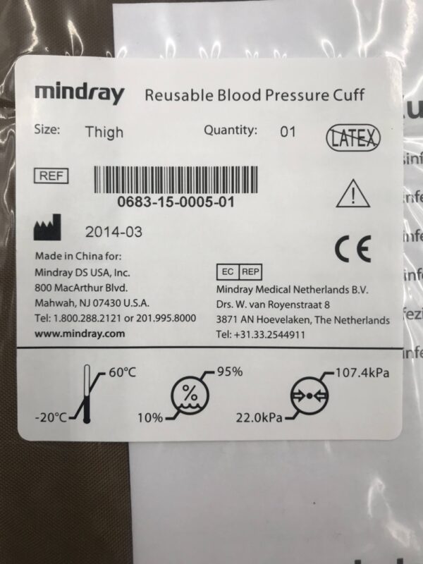 Mindray 0683-15-0005-01 Reusable Blood Pressure Cuff Sz=Adult Thigh