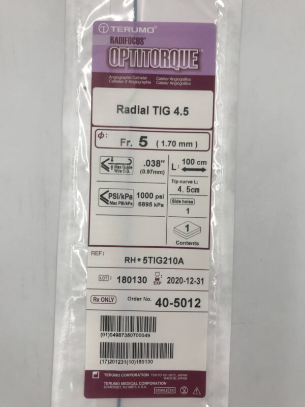 TERUMO 40-5012 Radifocus Optitorque Angiographic Catheter Radial TIG 4.5 5Fr (X)