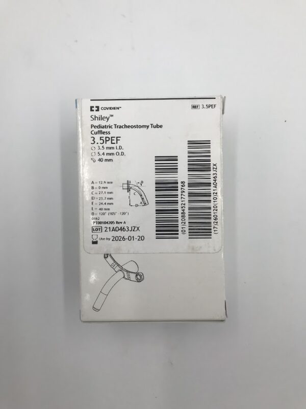 COVIDIEN 3.5PEF Shiley Pediatric Tracheostomy Tube Cuffless 3.5mm I.D. 5.4mm O.D.