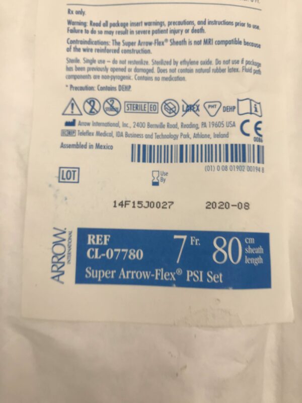 Arrow CL-07780 Super Arrow-Flex Percutaneous Sheath Introducer Set 7Fr (X)
