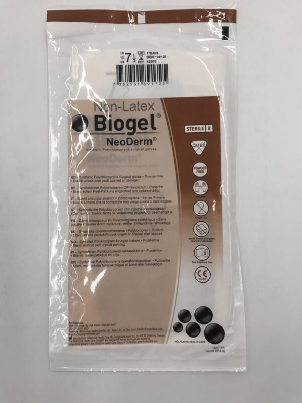 MOLNLYCKE HEALTH 42975 Non-Latex Biogel NeoDerm Surgical Gloves 7.5 (10/Lot)(X)