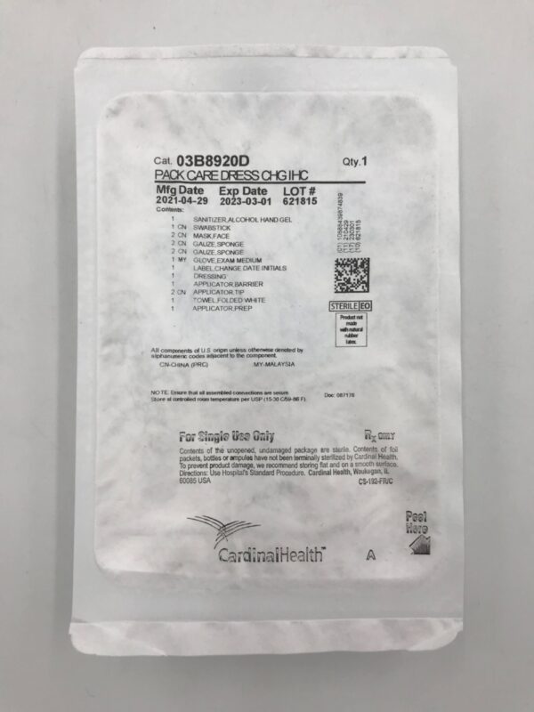 CARDINAL HEALTH 03B8920D Pack Care Dress CHG IHC (X)
