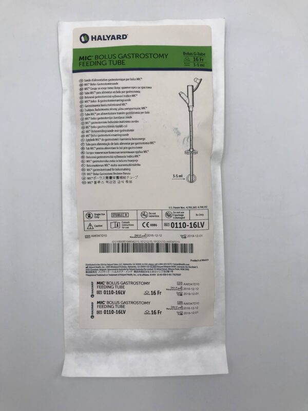 HALYARD 0110-16LV MIC Bolus Gastrostomy Feeding Tube 16F x 3-5ml (X)
