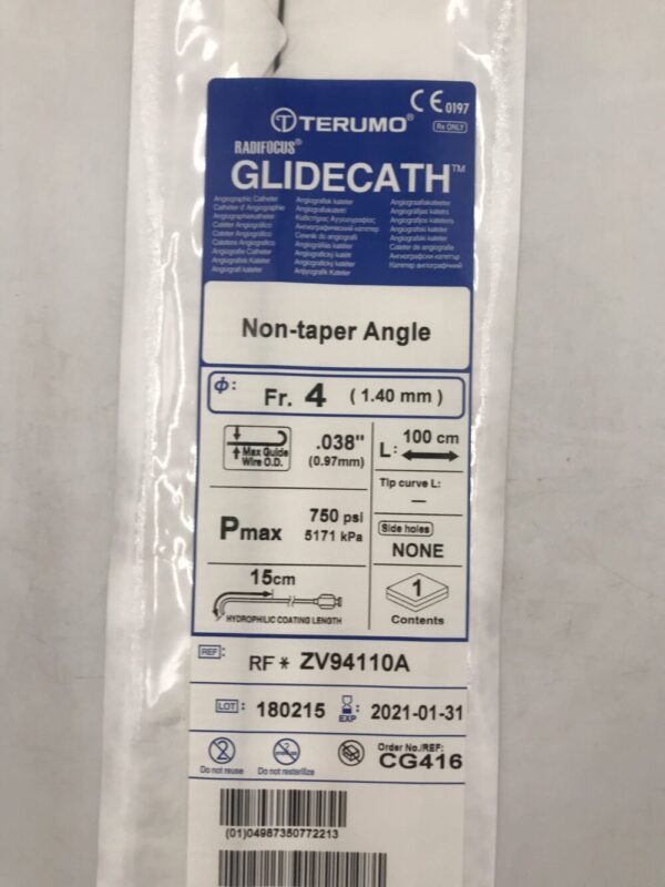 TERUMO CG416 Glidecath Non-Taper Angle Angiographic Catheter Fr4 100cm(X)