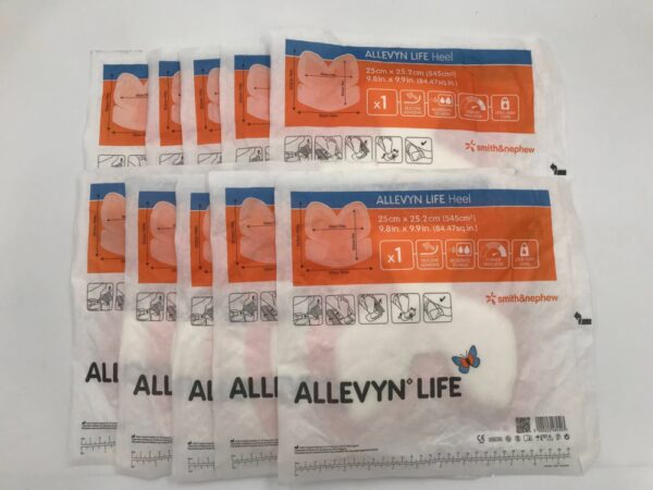 SMITH & NEPHEW 66801304 Allevyn Life Heel, Silicone Adhesive, Lock Away Core 25cm x 25.2cm (10/Bag) (X)