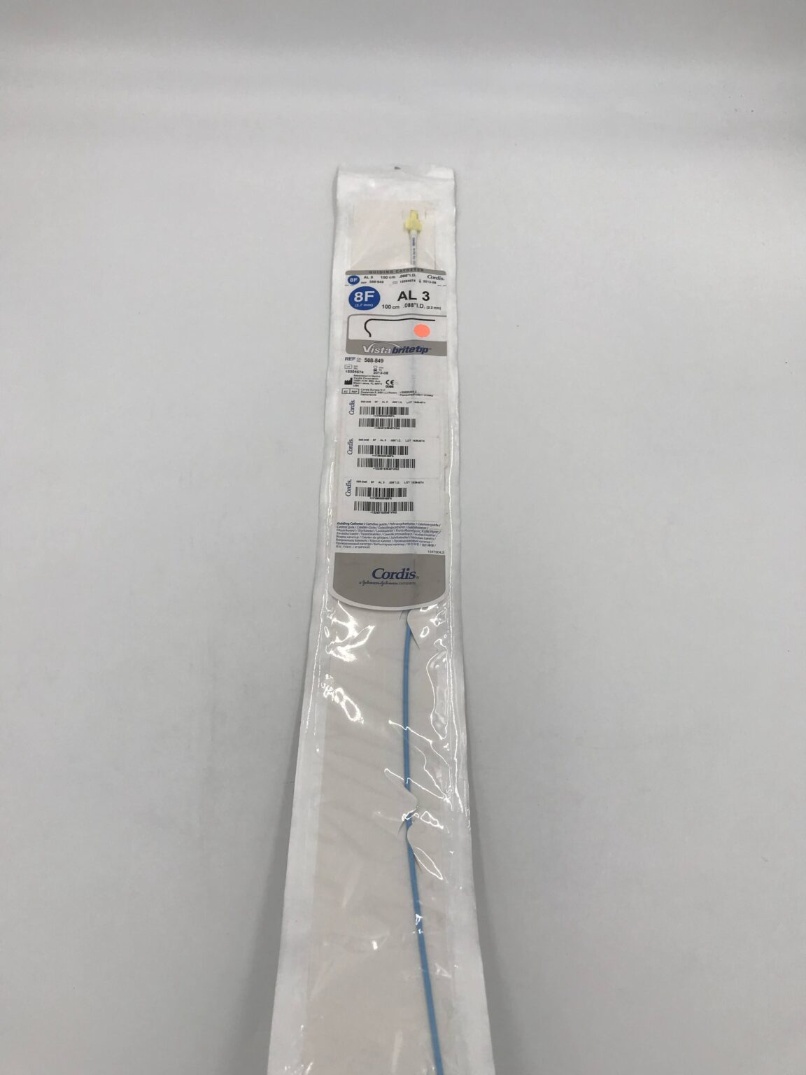 Cordis 588-849 Vista BriteTip Guiding Catheter AL 3 8F (X) - GB Cordis 588-849 Vista BriteTip Guiding Catheter AL 3 8F (X) - GB