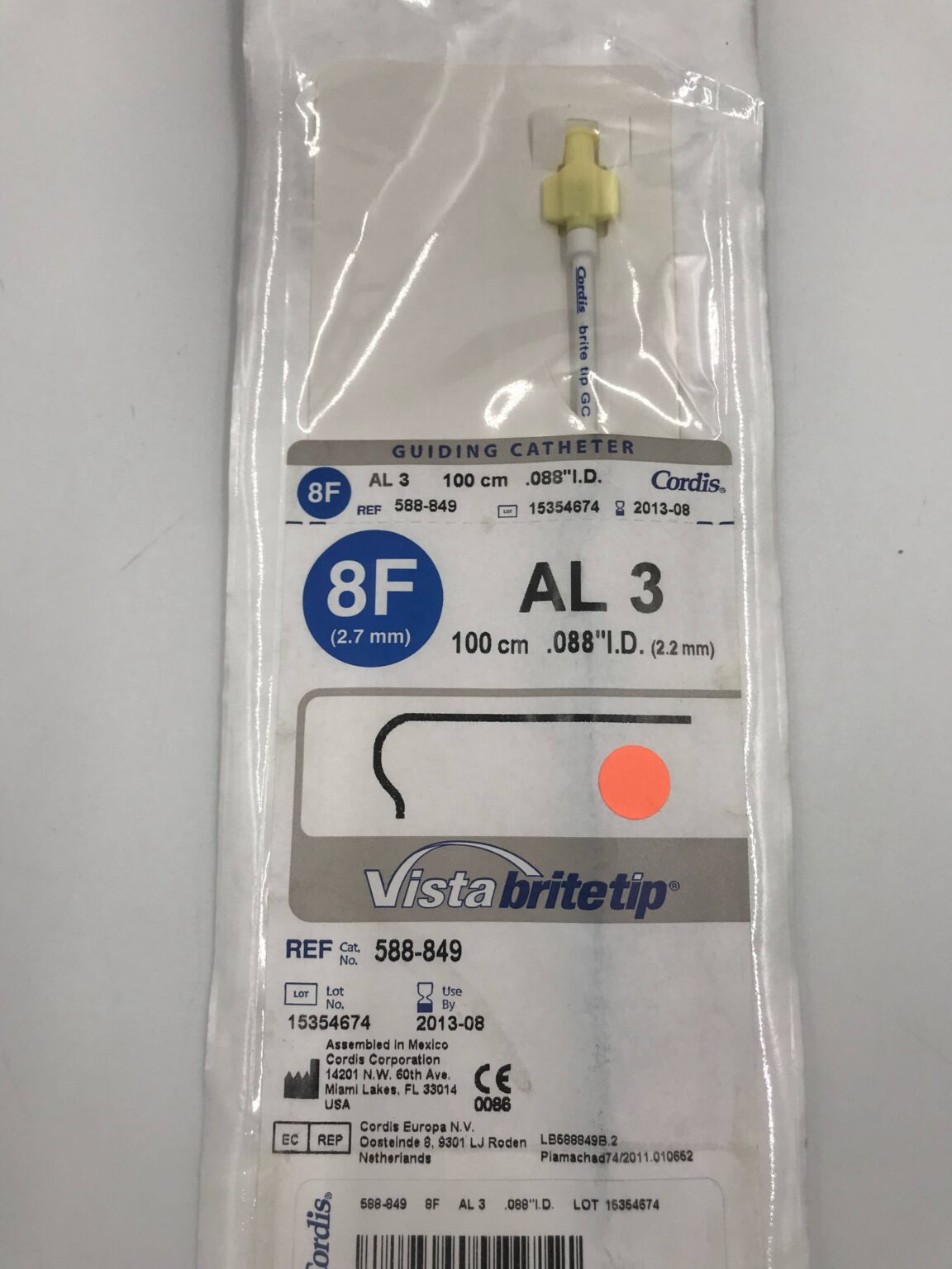 邦楽 CodeRebirth / CATHARSIS Cordis 588-849 Vista BriteTip Guiding Catheter AL 3 8F (X) - GB