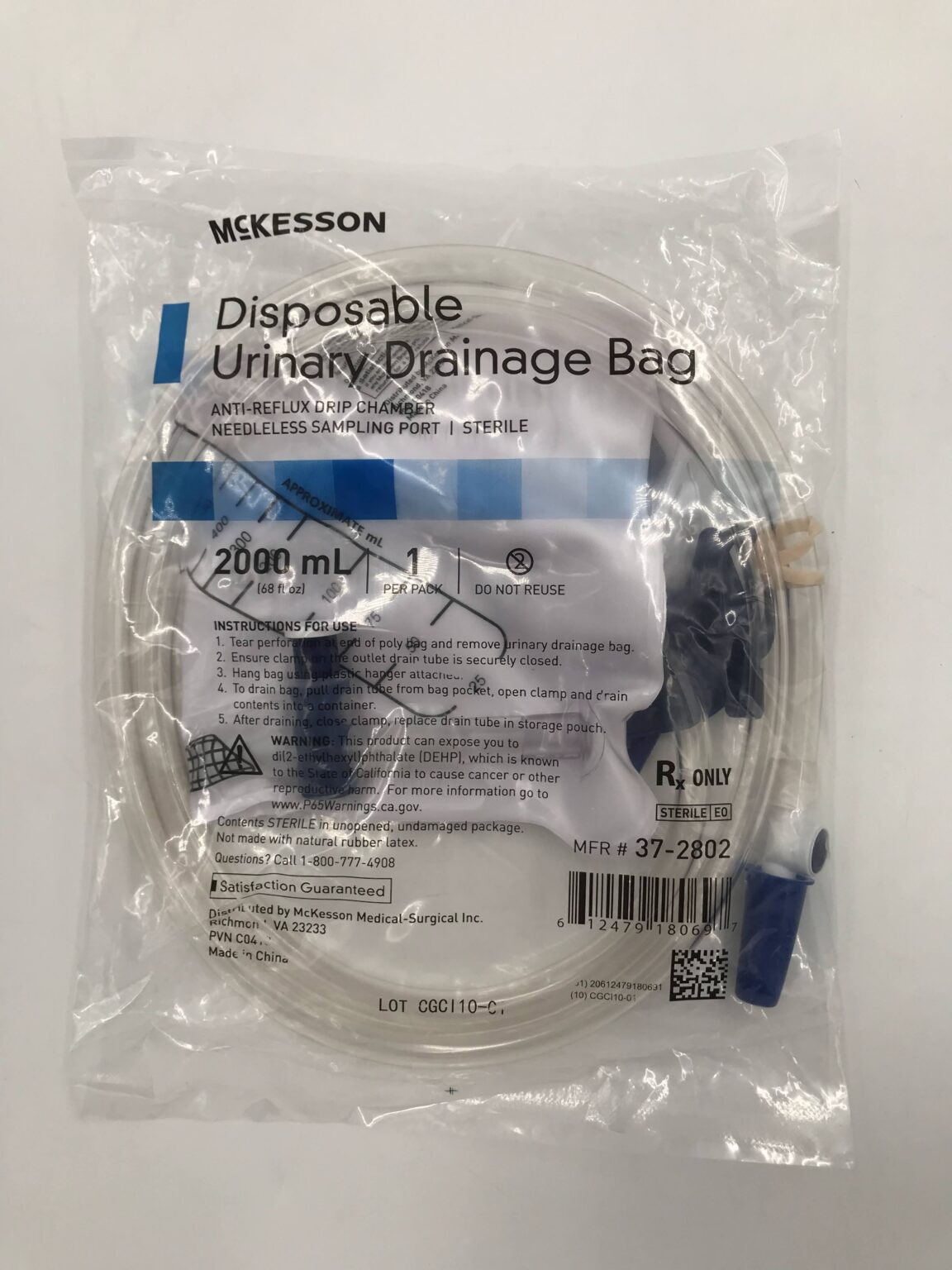 MCKESSON 37-2802 Disposable Urinary Drainage Bag 2000mL - GB TECH USA