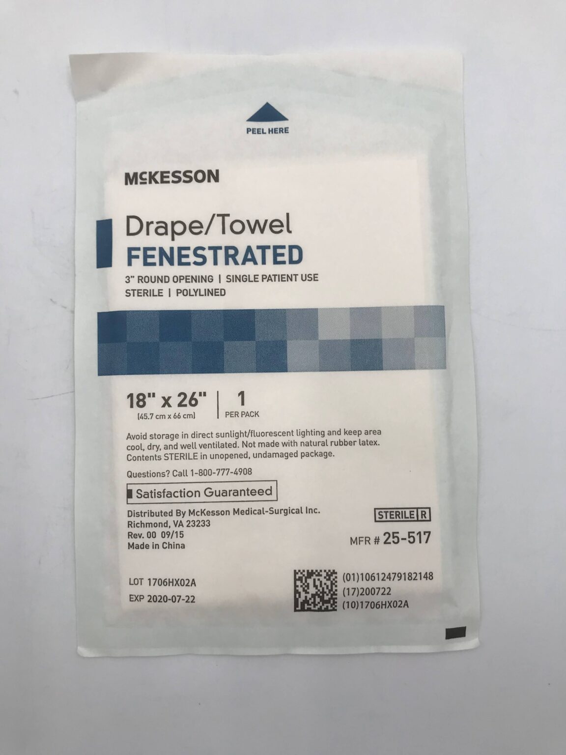 McKesson 25-517 Drape/Towel Fenestrated 18in x 26in (46/Lot)(X