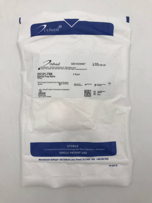 DeRoyal 31-786 Sterile Prep Balls (4/Pkg)(X)