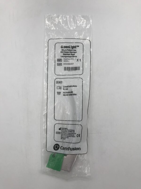 CAREFUSION 4603EU GreenLight ISO Green Standard Stainless Steel Laryngoscope Blade MAC 3